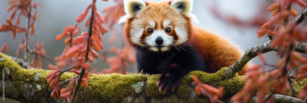Fototapeta premium Red panda (Ailurus fulgens) in the tree