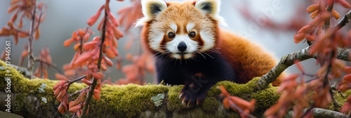Red panda (Ailurus fulgens) in the tree photo