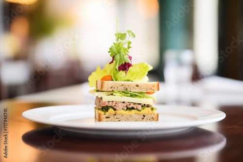 pꋃ琀쌀© sandwich with lettuce on a bistro plate