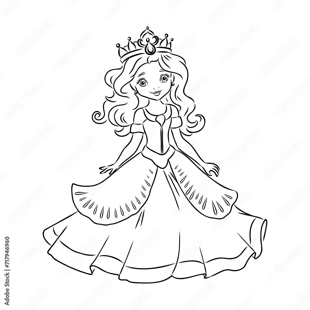 Fototapeta premium Little Princess Coloring page for kids