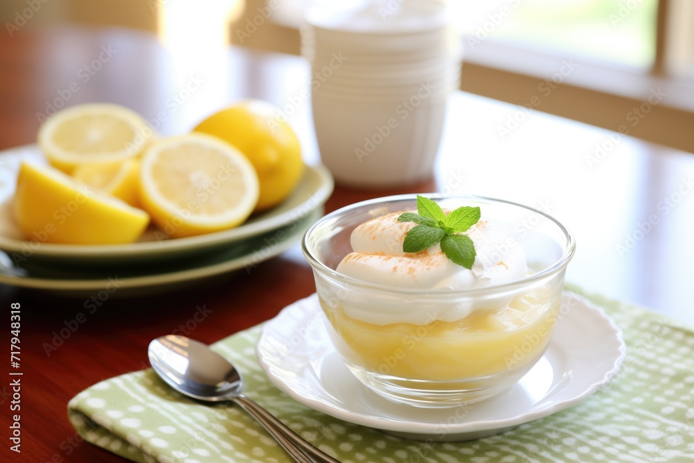 lemon pudding with whipped cream topping lemon pudding with whipped cream topping