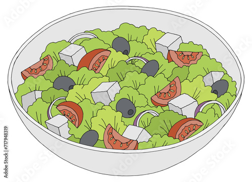 Greek salad food graphic color sketch illustration vector