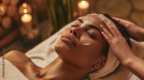 Luxury Spa Experience, Lifestyle Portrait of Woman Enjoying Facial and Massage Treatment