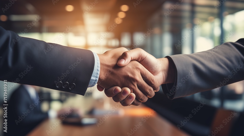 Close-Up of Two People Shaking Hands, Professional Business Greeting