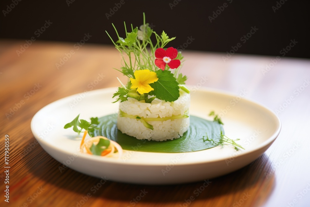 rice cake, mashed avocado, and fresh cilantro leaves rice cake, mashed avocado, and fresh cilantro leaves