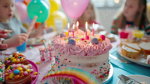 Sweet Celebration Delight  Vibrant Pink Birthday Cake for Children