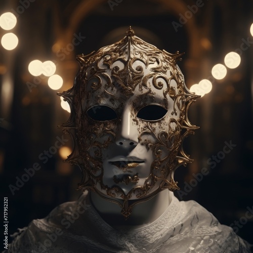 Medico della Peste mask. liquid gold. Inside medieval castle