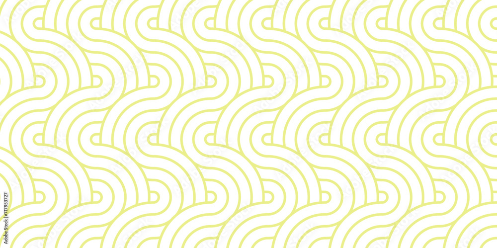 Fototapeta premium Modern diamond geometric waves spiral pattern and abstract circle wave lines. brown seamless tile stripe geomatics overlapping create retro square line backdrop pattern background. Overlapping Patter