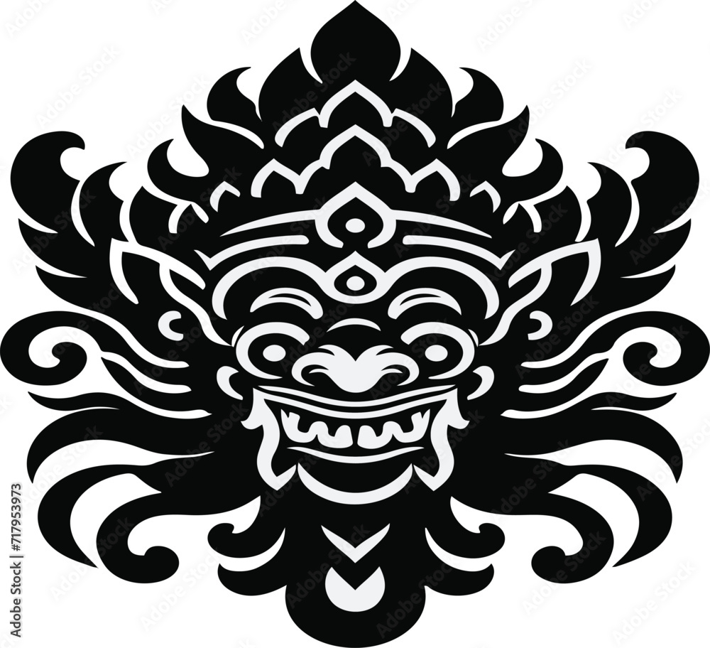 Barong traditional ritual Balinese mask vector illustration Barong traditional ritual Balinese mask vector illustration
