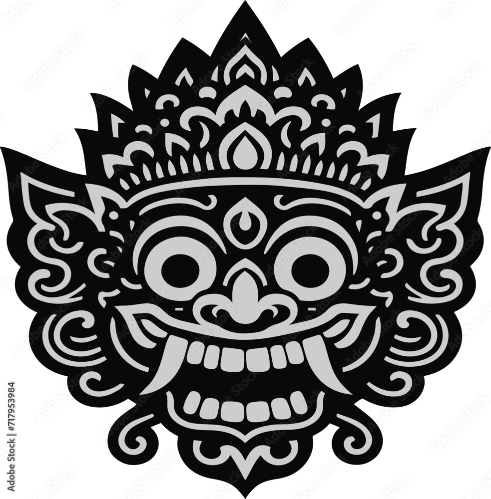 Barong traditional ritual Balinese mask vector illustration Barong traditional ritual Balinese mask vector illustration