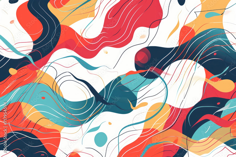Seamless Pattern with Abstract Wavy Shapes. Vector Illustration.