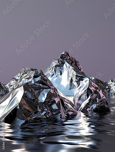 Curved abstract metallic background, texture, 3d rendering