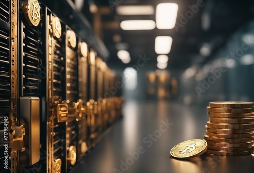 Bitcoin self cold storage and private keys security concept as wide banner with copyspace area photo