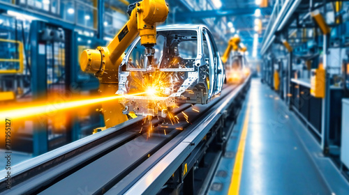 Automotive Manufacturing: Industrial Robots in an Automobile Assembly Line photo