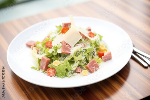 salami diced finely and sprinkled on a caesar salad