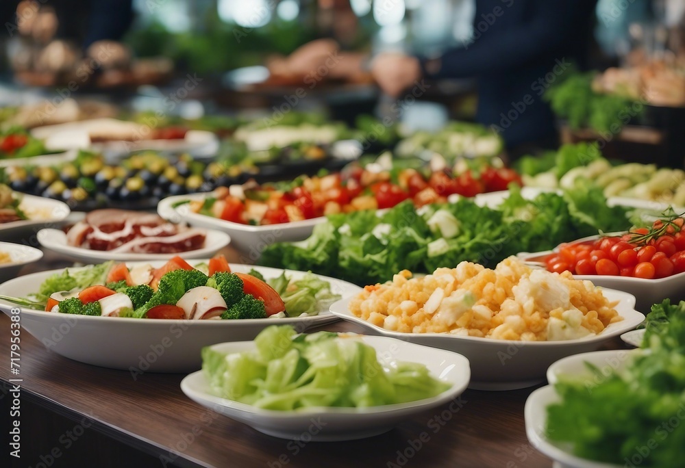 Healthy food and salad bar selection of appetizer typically found at restaurant or hotel food buffet Healthy food and salad bar selection of appetizer typically found at restaurant or hotel food buffet