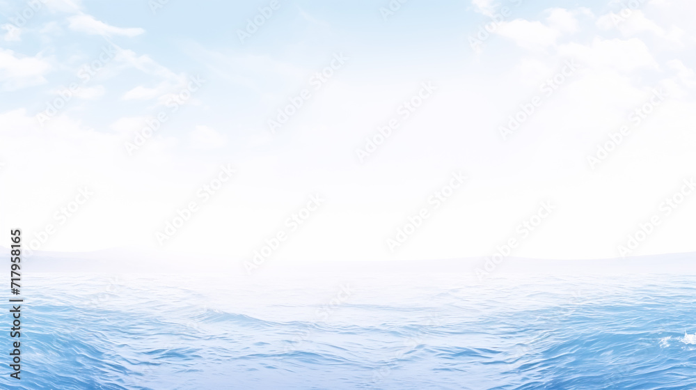 Banner with seascape with space for text, blue sea, wave, sky with clouds, nobody. 3d render illustration background for presentations