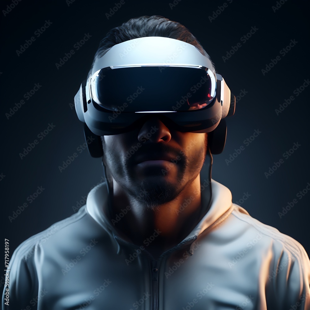 A man wearing futuristic VR glass A man wearing futuristic VR glass