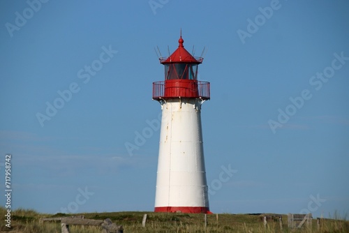 Red and White lighthouse in Sylt Germany