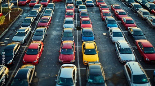 a parking with lots of colorful cars © progressman