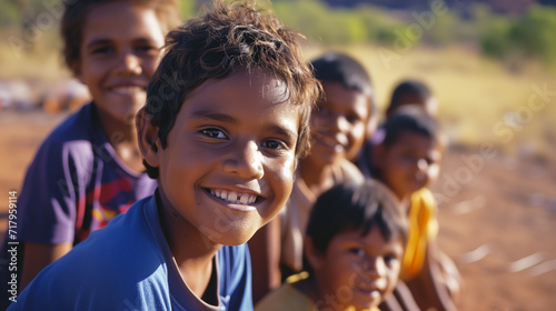 Group of Indigenous Aboriginal children in the Australian bush