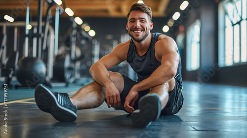 Fitness Smile  Young Sportsman Relaxing After Gym Training