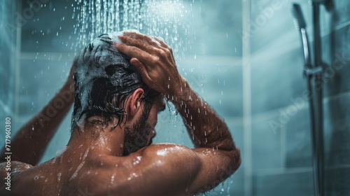 A man takes a shower after training.