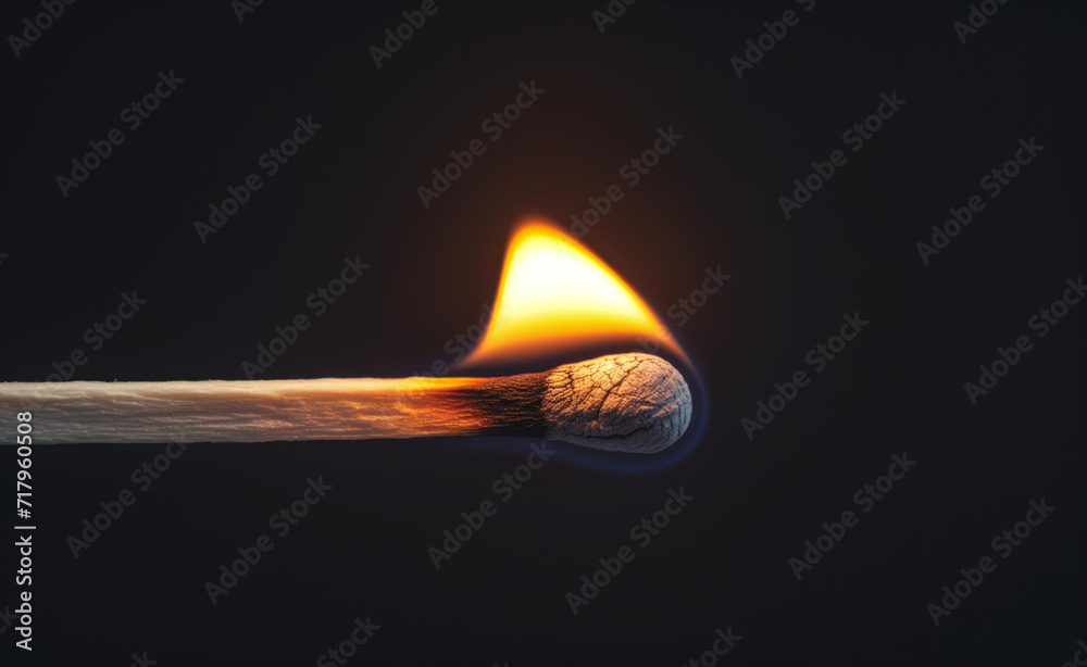 Burning flames on a match close-up on a black background Burning flames on a match close-up on a black background