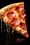 a chunk of pepperoni pizza in triangle shape, in the style of lightbox, composed