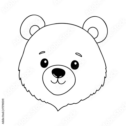 Outlined happy teddy bear raising his arms. Coloring page