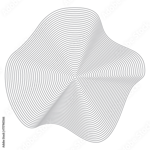 Wooden topography circles. Wood organic slice line design. Line ripple circle wood texture. Tree cut