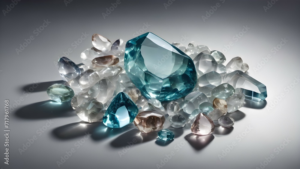 Isolated transparent shiny stones on gray background
Isolated transparent shiny stones on gray background