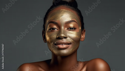 Woman with facial mask. Cosmetic procedure. Beauty spa and cosmetology. Spa woman applying facial clay mask, close up. Beauty treatments.