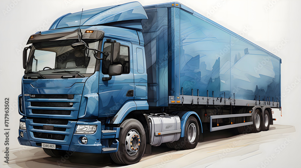 A detailed illustration of a cargo truck