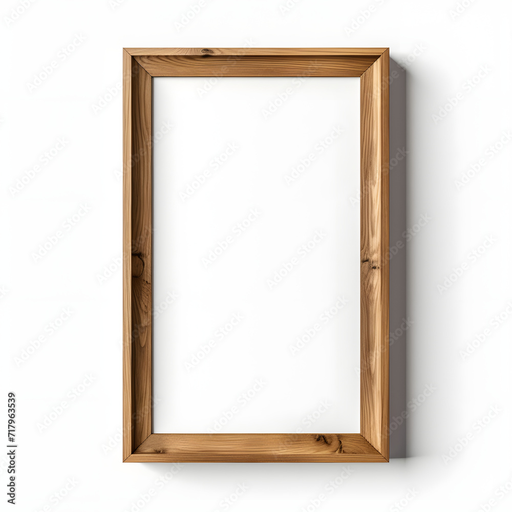 wooden frame for painting or picture on white background with clipping path