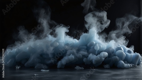Frozen cold floor with freezing smoke on plain black background 8 from Generative AI