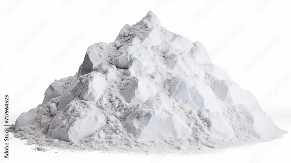 Isolated snow piles and capes against a stark white background