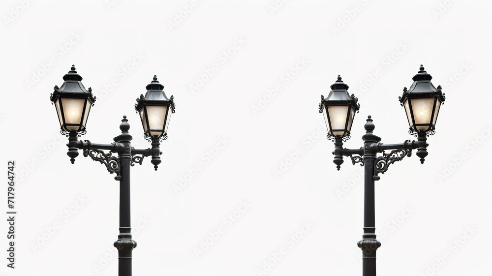 Realistic street lights isolated against a blank white background