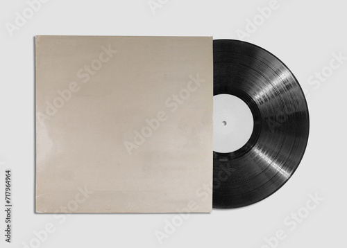 Vinyl Record Album EP Cover Texture Mockup. Realistic paper overlay with worn edges and damage - scratches, torn, grainy outline. Album cover old effect for cd, vinyl.  photo