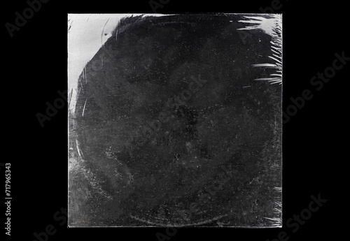 Vinyl Record Album EP Cover Texture Mockup. Realistic paper overlay with worn edges and damage - scratches, torn, grainy outline. Album cover old effect for cd, vinyl. 