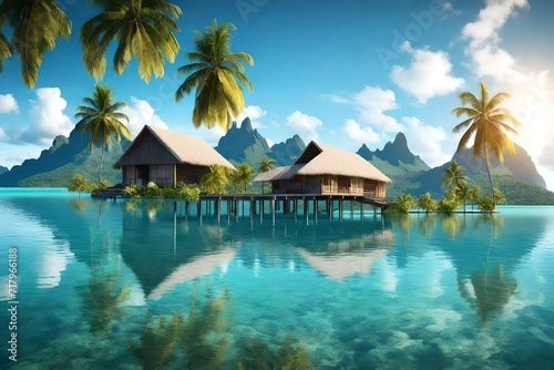 tropical paradise island. AI generated