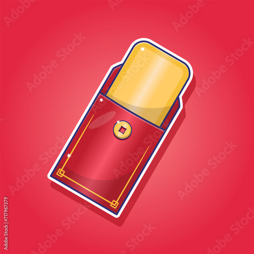Cartoon vector template of red chinese new year lucky envelope design illustrations
