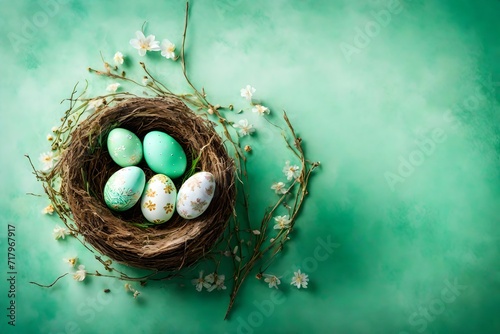 Celebrating the Festival of Easter with Joyful Ovations and Delightful Revelry, Featuring The Most Perfect and Best Collection of Colorful Eggs, With Ample Copy Space for Your Easter Wishes. photo
