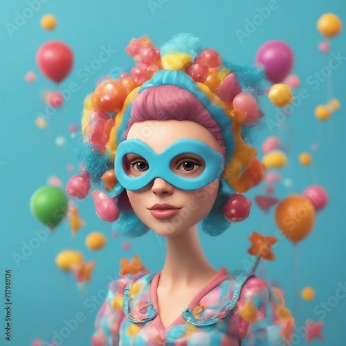 Women's wearing a colorful carnival mask with beautiful background.