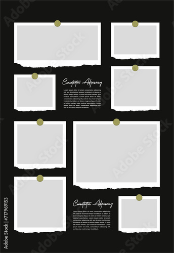 Pictures or photos frame collage. comics page grid layout abstract photo frames and digital photo wall template