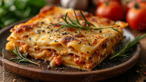 Lasagne food decorated for a product photo