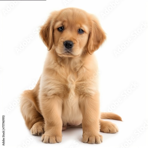 Golden retriever puppy dog isolated on white background