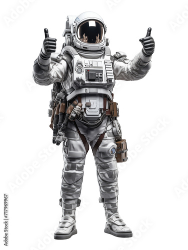 Astronaut with Double Thumbs Up isolated on transparent background.