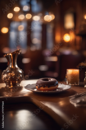 Romantic sweet chocolate cinnamon puff doughnut dish © Cheetose
