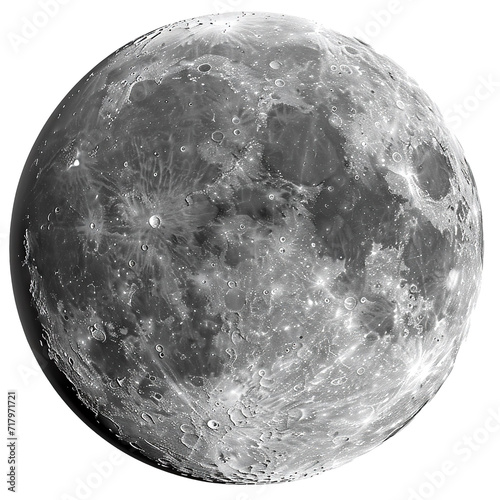 Full moon with black spots isolated over white background photo